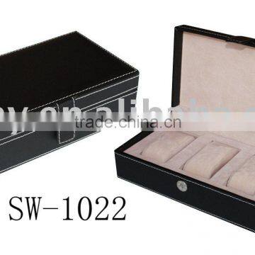 Elegant faux leather Black watch box