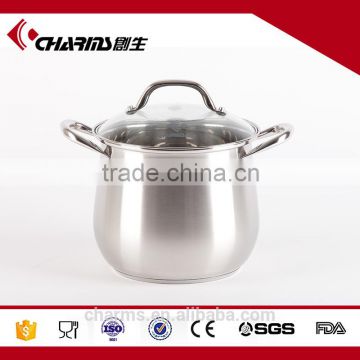 2016 Charms large capacity stainless steel cooking pot/ soup pot/casserole pot with glass lid