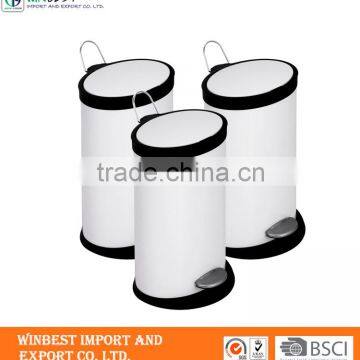 White Oval Trash Can Metal Waste Bin