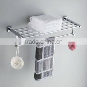 Chromed Polished square wall stainless steel bathroom towel rack Bathroom Accessories Towel Bars hanging towel shelf