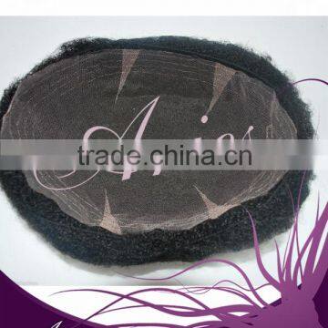 wholesale 100% virgin indian remy human hair piece natural hair afro kinky curly swiss lace men's toupee for black men