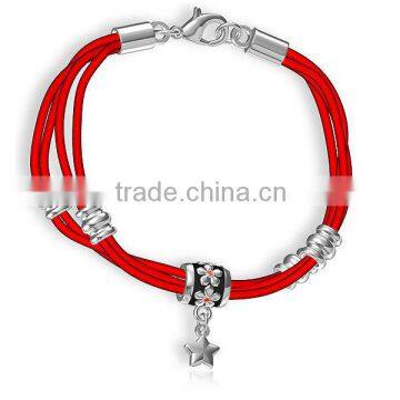 Red wax rope bracelet with star for woman