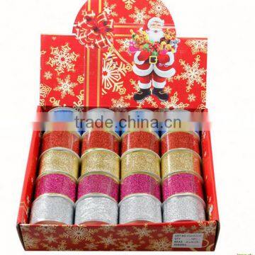 Gift box package red metallic glitter christmas Ribbon 2.5 2 1.5 Inches Wide by 50 Yards