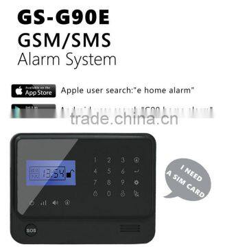 Plain Black color GSM/SMS alert burglar alarm system GS-G90E,GSM alarm|wireless alarm system for home residence