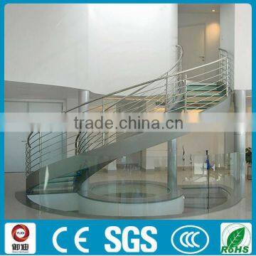 hotel lobby curved stainless steel glass staircase