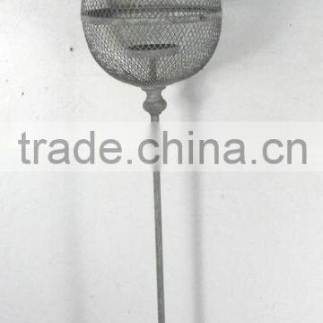 090270F- Sphere Metal Wire Candle Lantern W/finch photo-1