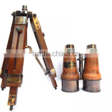 Beautiful Antique Nautical Brass Home Decor Binocular With Tripod Stand 12189