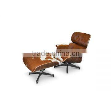 Replaca Charles ray lounge chair with ottoman in pony-skin