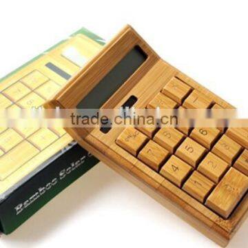 Ecofriendly Nature Bamboo Wood Solar Powered 12 Digits Calculator photo-2