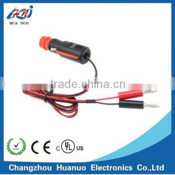 Car cigarette lighter plug to banana plug with cable