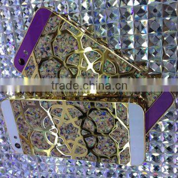 Luxury Flower Gold Housing for iPhone 5s , Mirror Gold Back Housing Cover for iPhone 5s