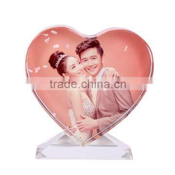 Heart shape crystal photo frame for heat transfer printing