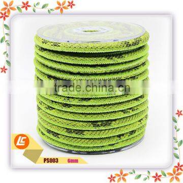 Green 6mm Real Fashion Snakeskin Leather Cord Stitched Outside photo-2