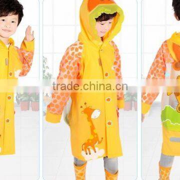 Children Cute Cartoon Animal Print Foldable Raincoat With Backpack Place