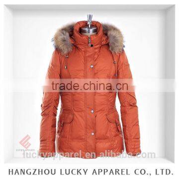 lady women fashion real fur winter down jacket LK15001