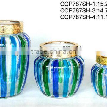 Hand-painted glass cookie jar with plastic lid (CCP787SH)