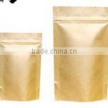 Stand up natural kraft paper packaging pouch with zipper for food