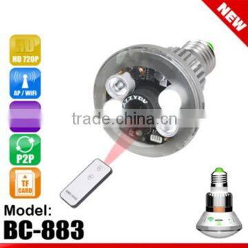 2016 wireless wifi bulb light camera H960p with real light by remote contol