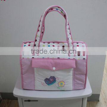 Diaper bag cotton polyester embroidery handmade china nappy bag