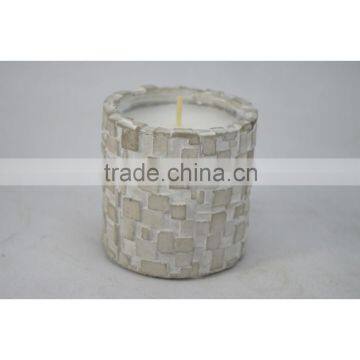 outdoor usage white unscented cement candle 85D x85H