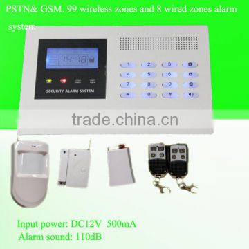 Intelligent LCD display wireless GSM home security alarm system