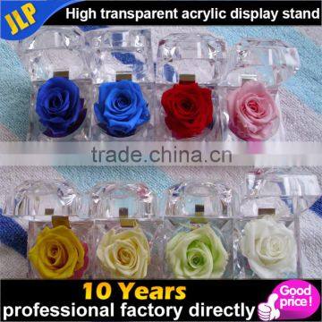 2016 Hot sale, Clear acrylic box for fresh roses display with customized logo and size