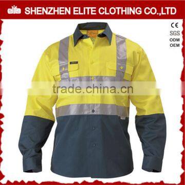 factory price cheap two tone Hi Vis Button Shirts