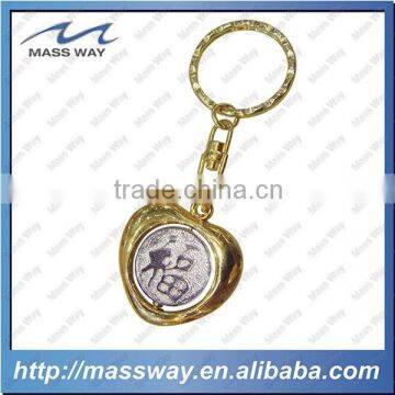 souvenir customized 3D heart shape metal golden key chain