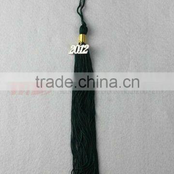 Kindergarten Single Color Graduation Tassel(Fringe) with 2013 Year Charm Forest Green