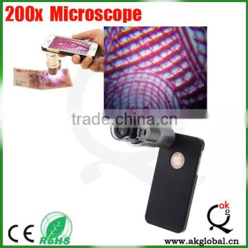 200x pocket loupe portable lighting led microscope