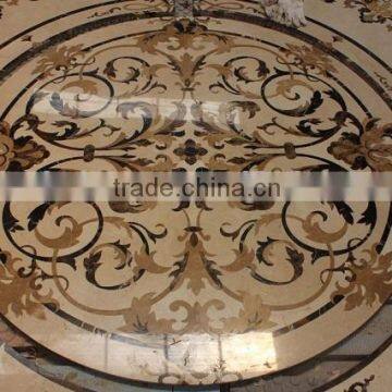 china new design floor tiles yellow and golden water-jet medallion flower marble floor design                        
                                                Quality Choice