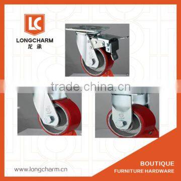 Max loading weight 300kgs 100mm PU industry Casters HEAVY DUTY INDUSTRIAL CASTORS factory