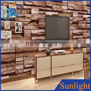 Chinese vintage wallpaper country style brick design wallpaper pvc 3d wall paper home decoration