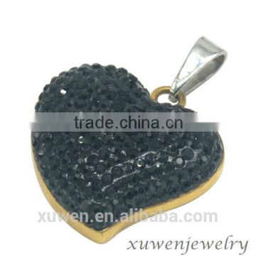 heart black spinel 316l stainless steel custom pendant