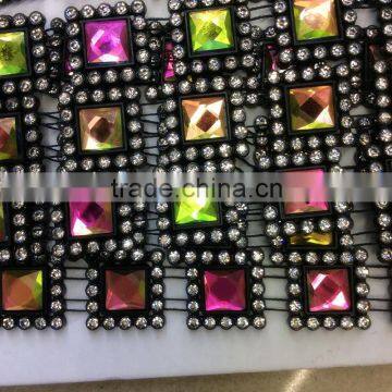 2017 colorful rhinestone and square acrylic chain for cloth decoration