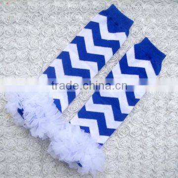 KP-LWR038 Blue white chevron ruffle baby arm warmer toddle legging