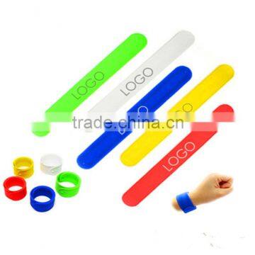 Manufactory Production reflective pvc cheap printed silicone slap bracelet