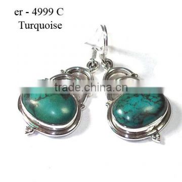 Tibet earrings semi precious turquoise earrings 925 silver jewelry