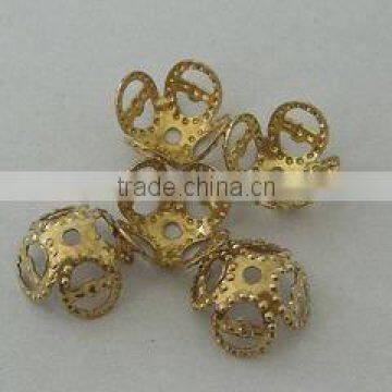 Beautiful gold flower cheap bead end caps