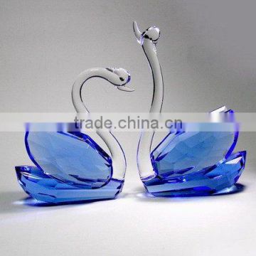 Clear Blue Feather Crystal Swan Gift For Valentines Day