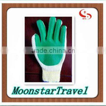 high quality latex palm coated knitted cotton orange safety gloves