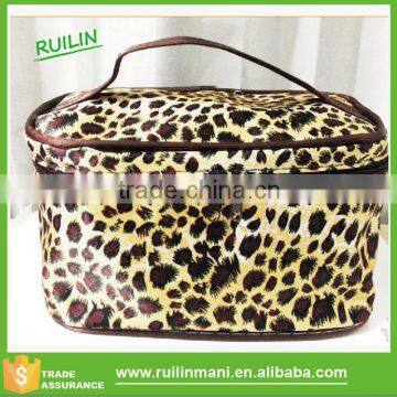 Leopard Design Hanging Cosmetic Bag With Mirror For Women