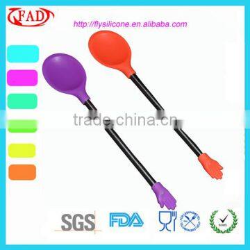 Food Grade S/S Hanle Flexible Measruring Silicone Baby Spoon