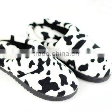 cow pattern velvet upper TPR outsole soft warm indoor slipper woman lady slipper cheap price slippers for women 2016