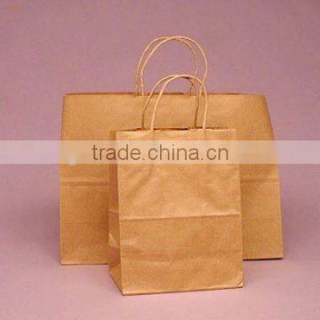 brown kraft food packaging paper bags with paper handle