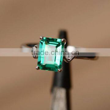 falak gems emerald ring gemstone sterling silver ring engagement ring lab emerald ring