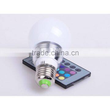 E27 3W RGB LED Lamp light 16 Color Remote Control FOR Living room CJ-RGBQPD-007