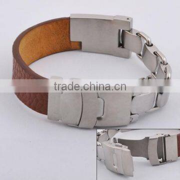 Stainless Steel Leather Band Bracelet(FB20029)