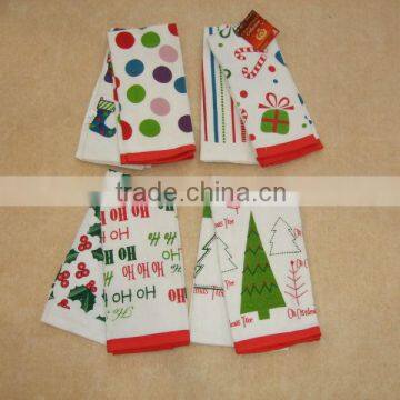 christmas wholesale printed cotton velour kitchen towel /christmas tea towel with christmas design