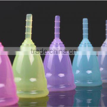 Reusable 100% Medical Silicone Ladies Menstrual Cup for wholesales-Small or Big Size in Pink,Purple,White,Transparent